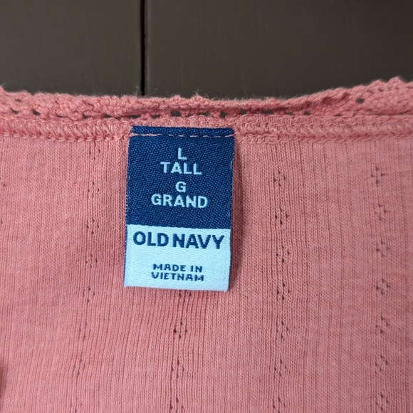 OLD NAVY - NWOT Peachy pink pointelle short sleeve top - Picture 4 of 6